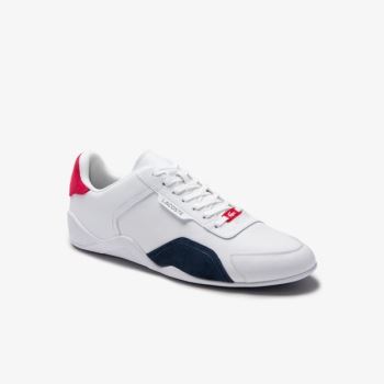 Lacoste Hapona Leather and Synthetic Sneakers - Tenisky Pánské Bílé / Tmavě Blankyt / Červené | CZ-8